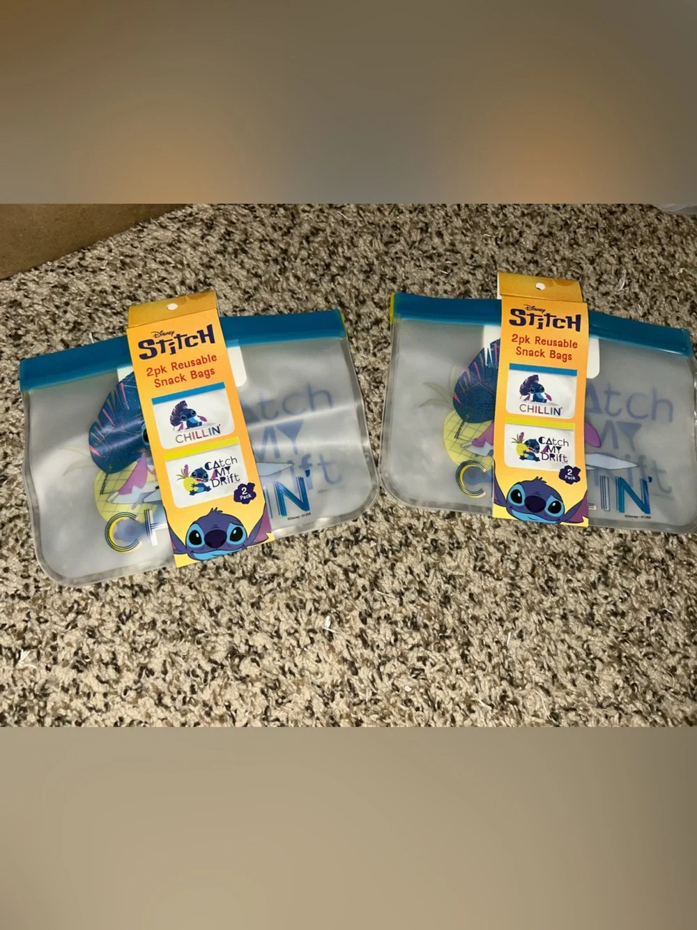 Disney Stitch Reusable Snack Bags - Blue & Clear (Set of 4)